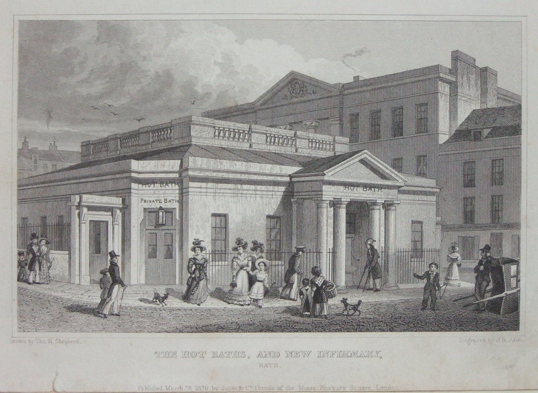 Print - The Hot Baths, and New Infirmary, Bath - Allen