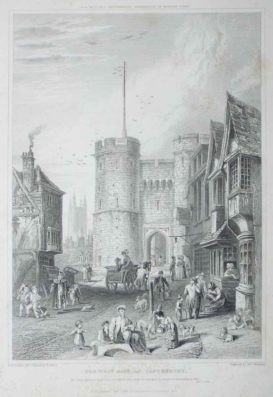 Print - The West Gate, at Canterbury. - Redaway
