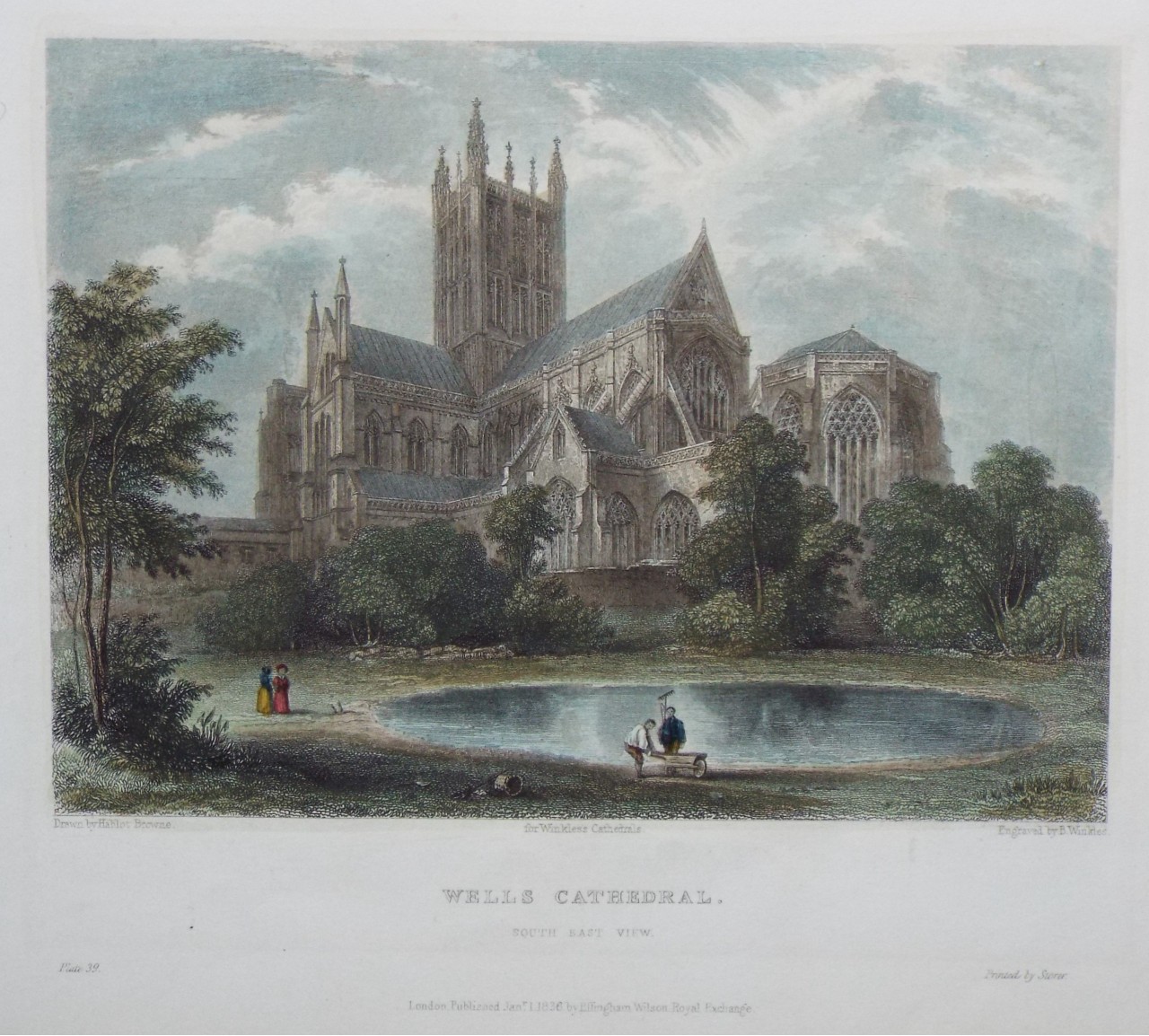 Print - Wells Cathedral. South East View - Winkles