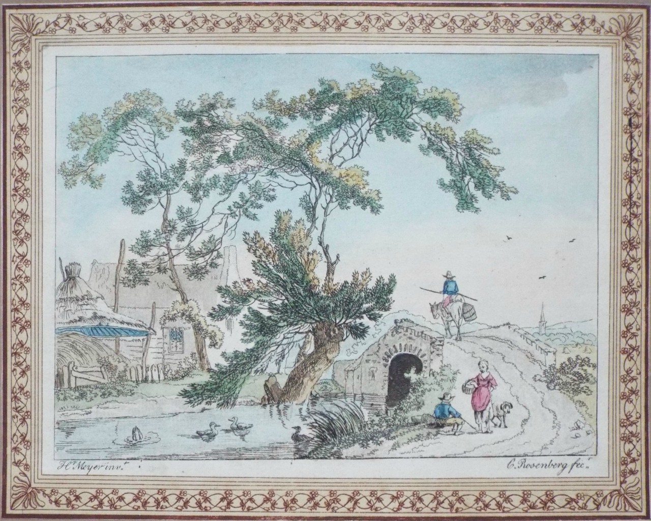 Etching - (Oriental village scene) - 