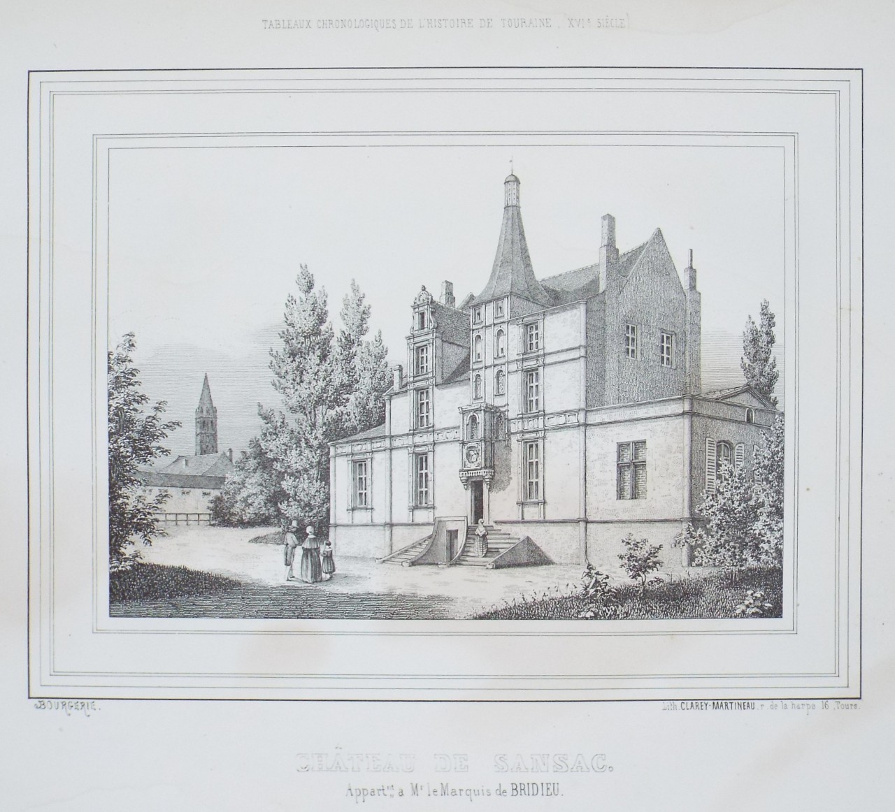 Lithograph - Chateau de Sansac.