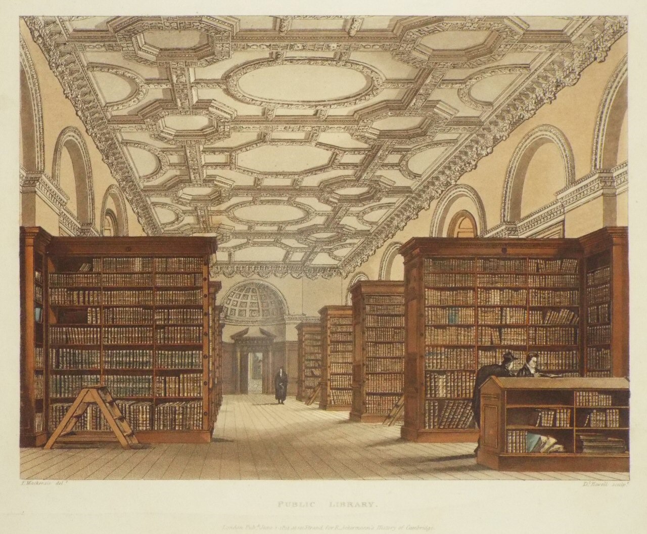 Aquatint - Public Library. - Havell