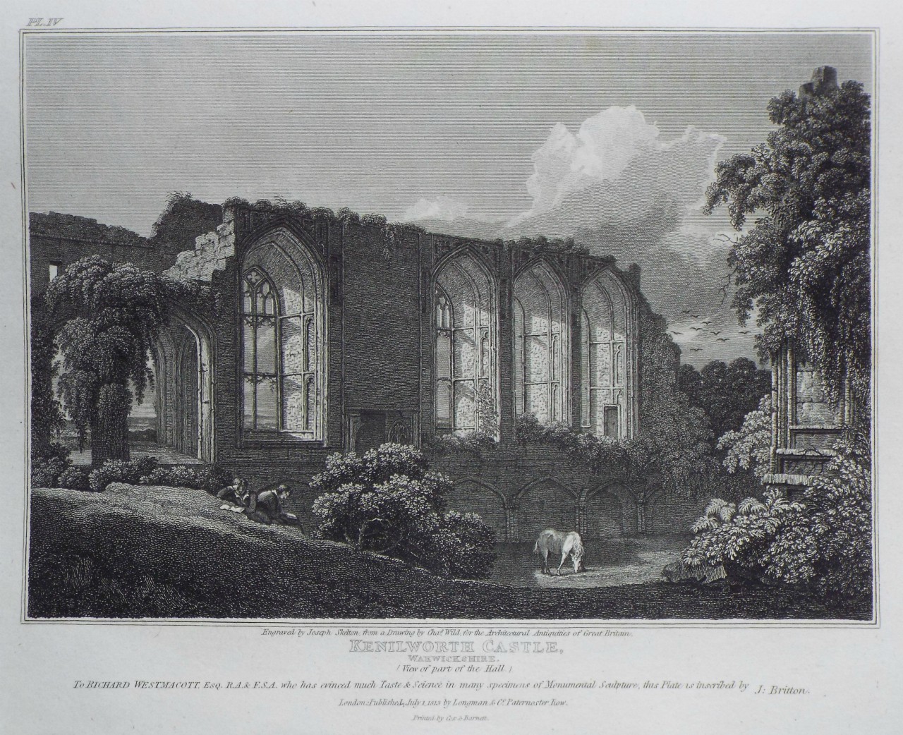 Print - Kenilworth Castle, Warwickshire. (View of part of the Hall.) - Skelton