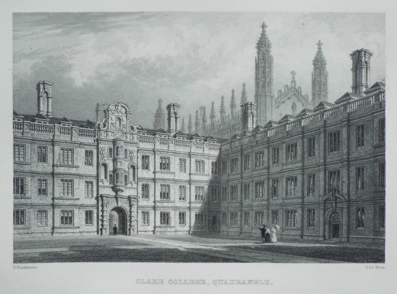 Print - Clare College, Quadrangle. - Le