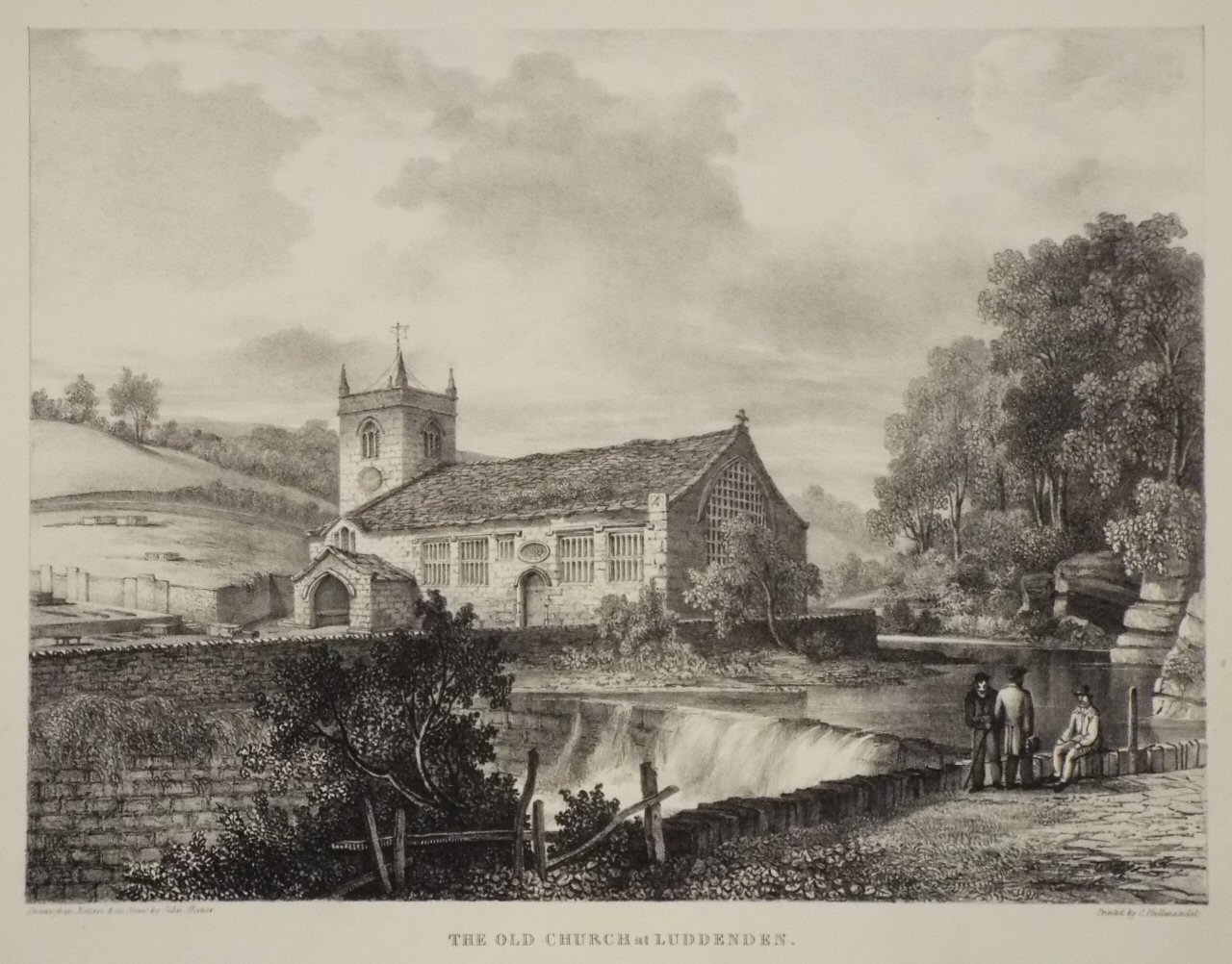 Lithograph - The Old Church at Luddenden. - Horner