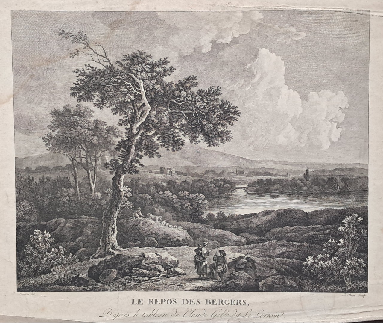 Print - Le Repos des Bergers, D'apres le tableau de Claude Gelee dit Le Lorrain. - Le