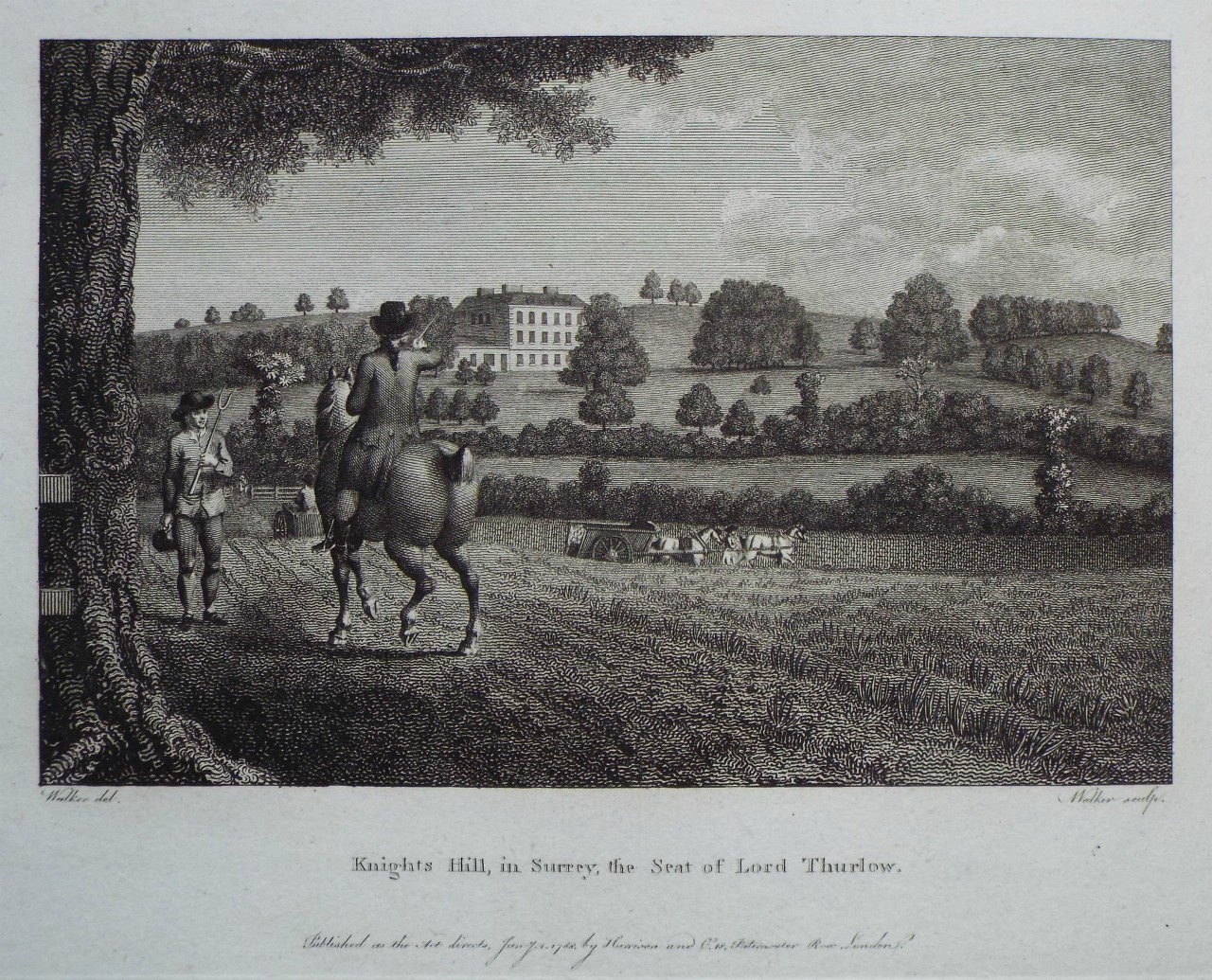 Print - Knight's Hill, in Surrey, the Seat of Lord Thurlow. - 