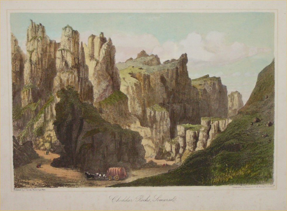 Lithograph - Cheddar Rocks, Somerset - Newman